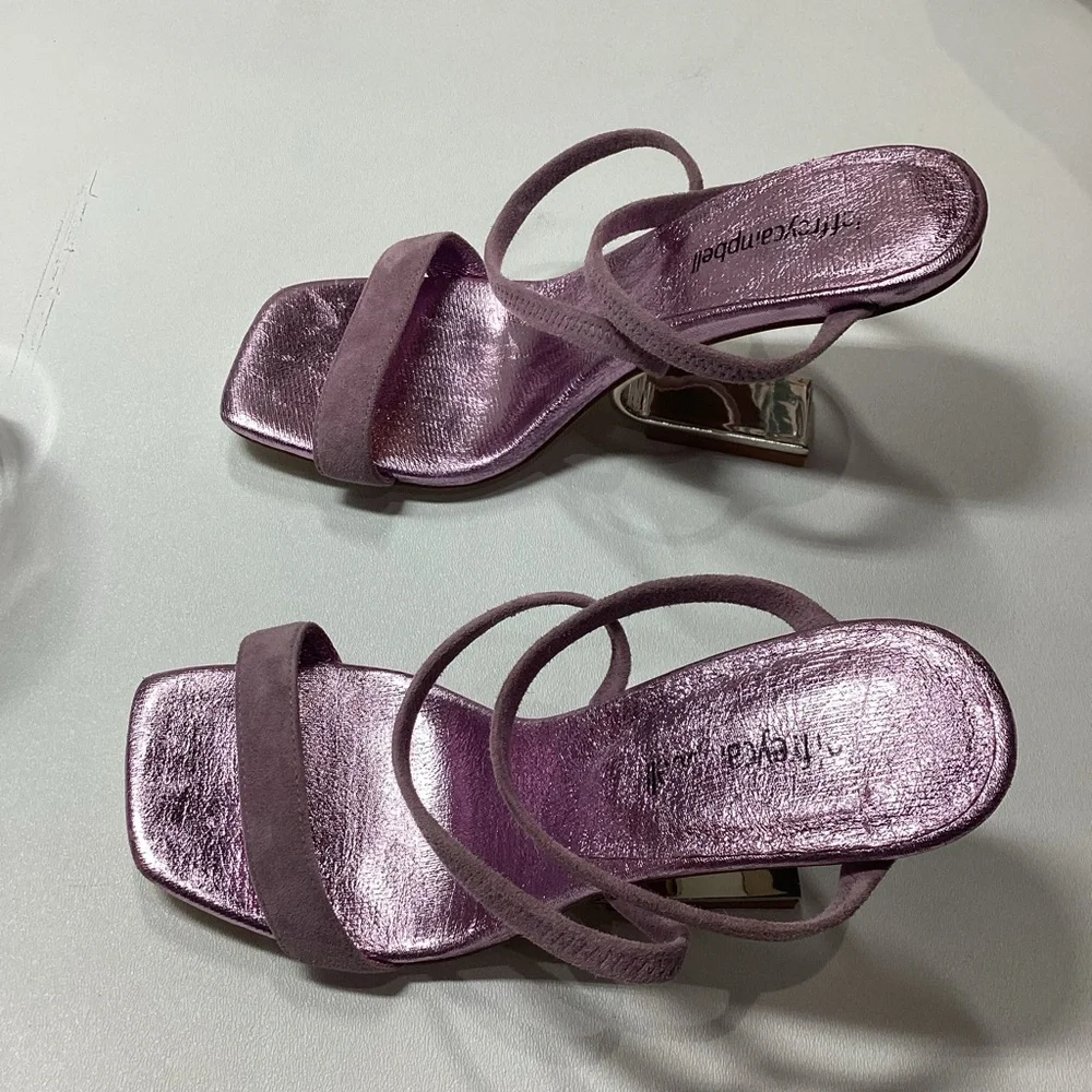 Jeffrey Campbell Geometric Sandal Pink  Suede Metallic - Picture 10 of 16